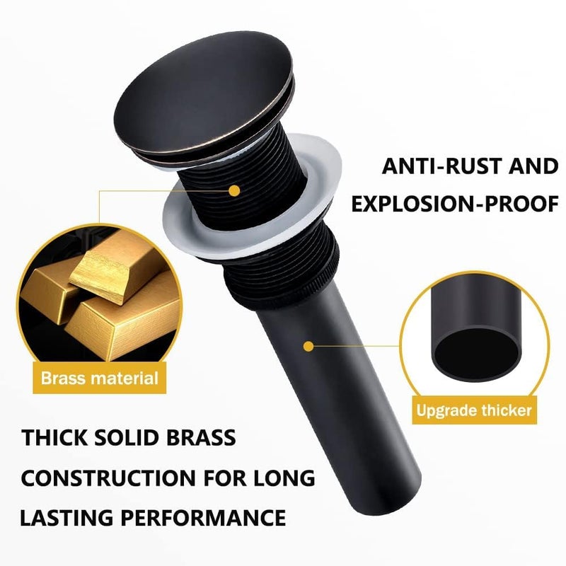 Yodel Faucet Bathroom Sink Drain Without Overflow - Big Cap for Standard 1 3/4" Drain Opening - Pop Up Vessel Sink Drain,Oil Rubbed Bronze - Image 4